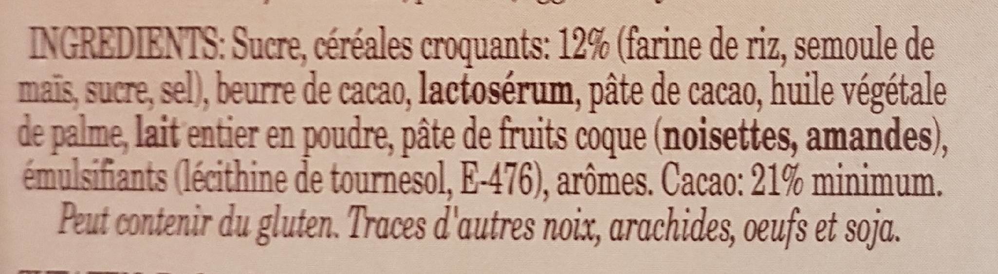 Turron de chocolate crujiente - Ingredients - fr