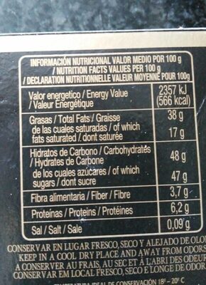 Turrón Chocolate - Nutrition facts - fr