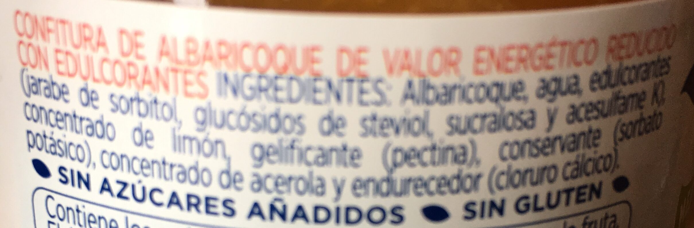 Mermelada de albaricoques diet - Ingredients - es