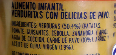 Alimento Infantil. Verduritas Con Delicias De Pavo . - المكونات - es