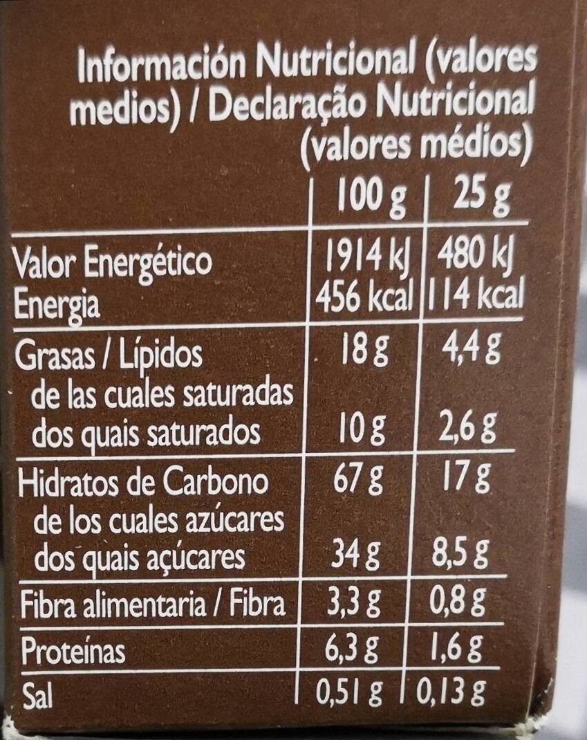 Barrita de cereales con chocolate con leche - Nutrition facts - es