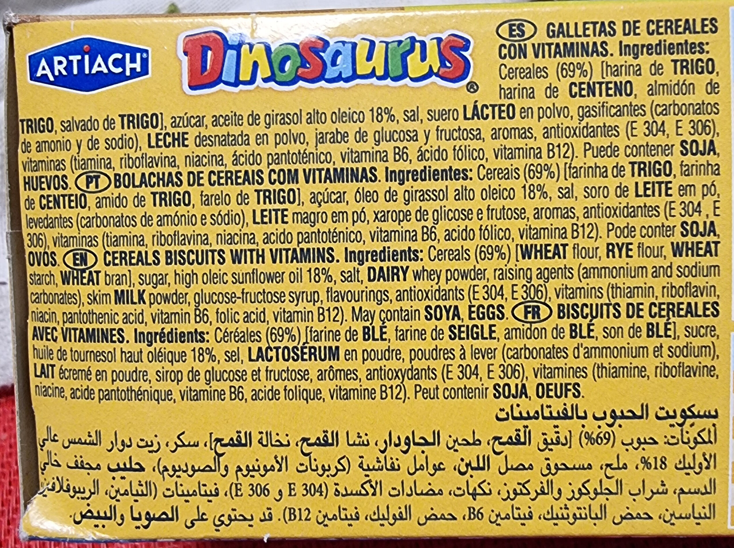 Dinosaurus Galleta 185G - Ingredients - pt