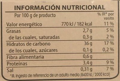 Arroz redondo tradicional - Informació nutricional - es