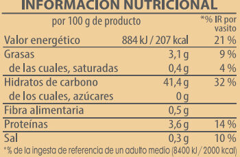 Brillante vasito de Arroz redondo - Información nutricional