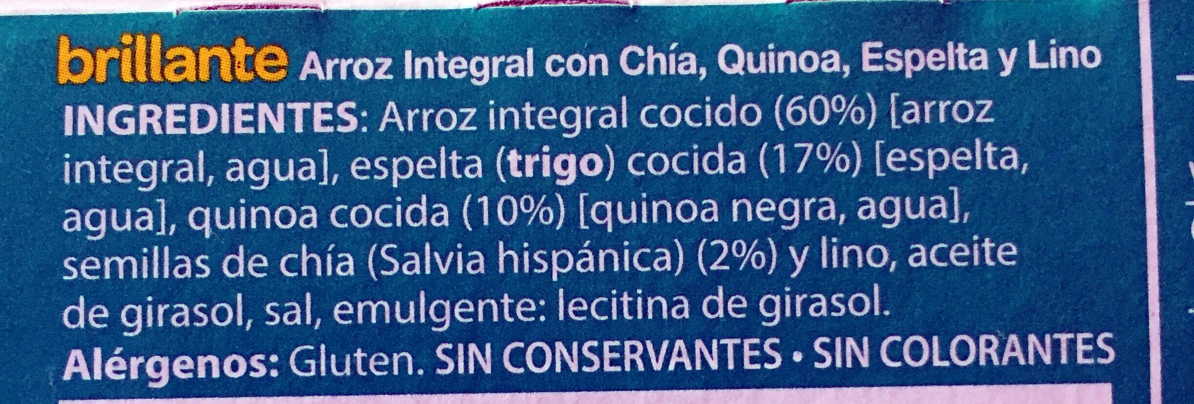 Arroz integral con chía, quinoa, espelta y lino - Ingredients - es