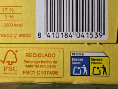 Grano de avena cocida - Instruccions de reciclatge i/o informació d’embalatge