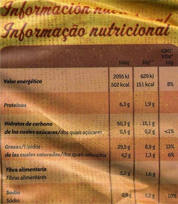 Patatas fritas onduladas artesanas - Información nutricional