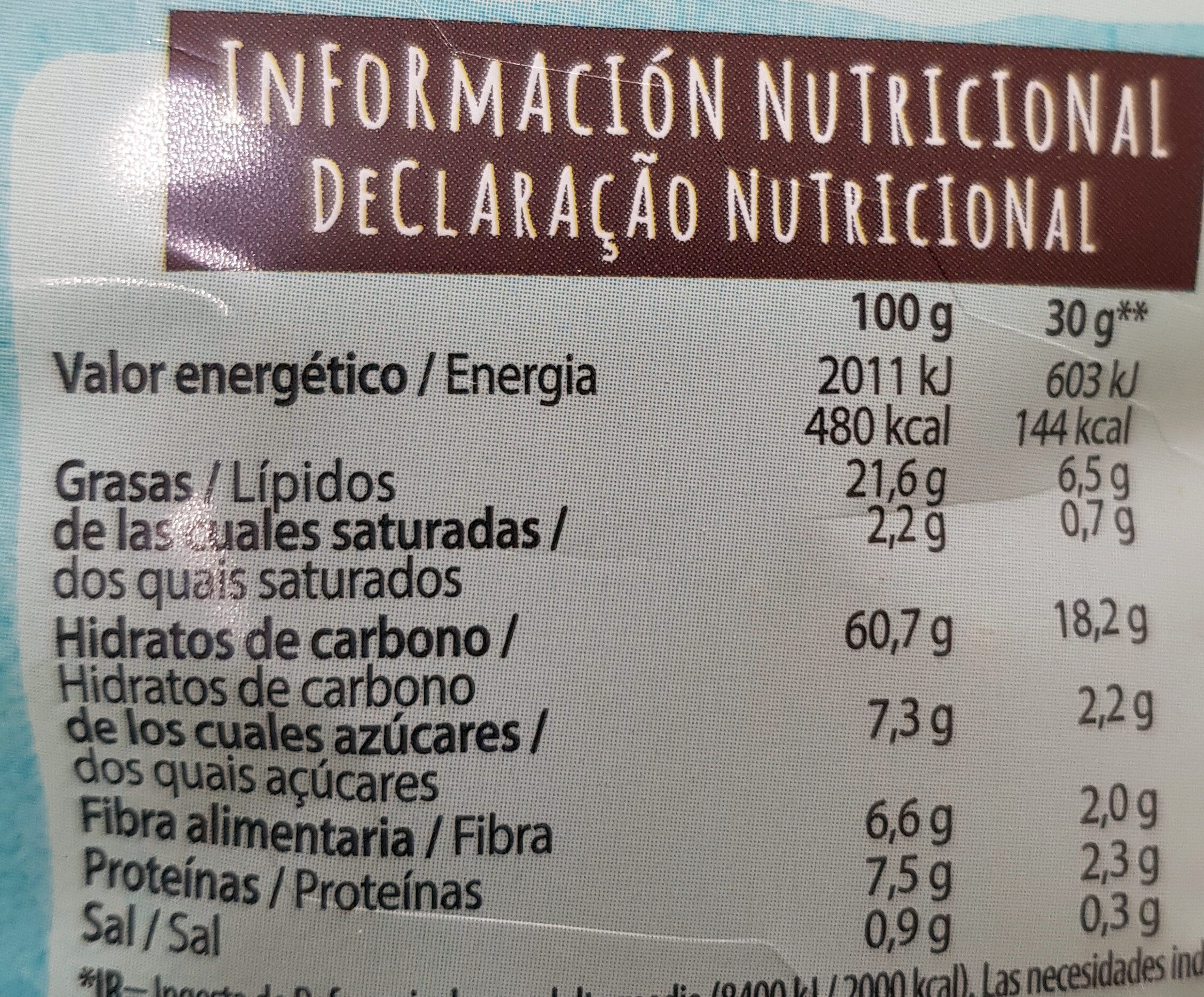 Snacks de Multicereales al Toque de Sal Marina - Dados nutricionais