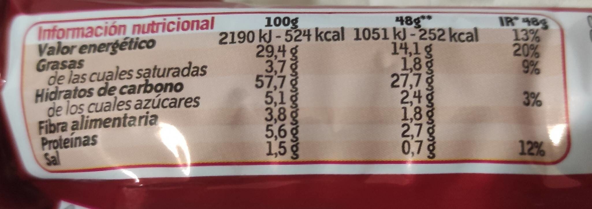 Doritos Bits Original - Nutrition facts - es