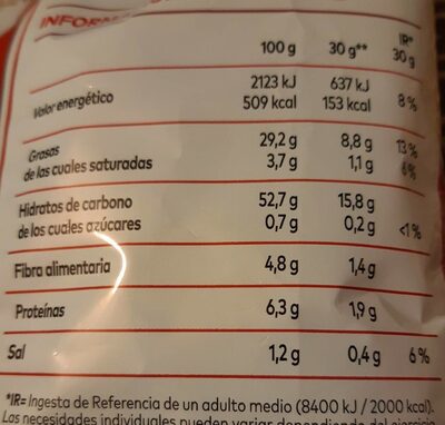 Patatas Lay's Sal - Informació nutricional - es