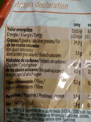 Snack rizos sabor a queso - Nutrition facts