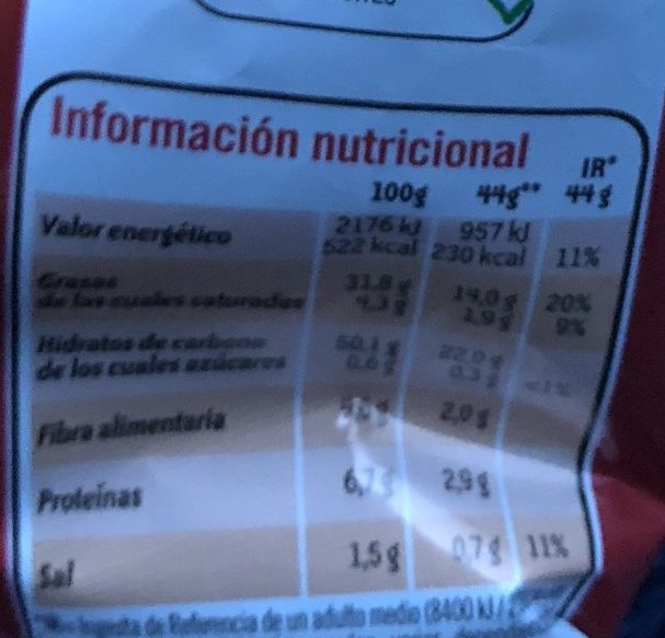 Patatas Lay's Sal - Nutrition facts - es