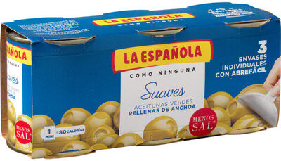 Aceitunas suaves rellenas de anchoa pack 3 latas 50 g - Producte - fr