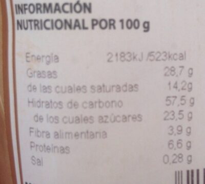 Caprichos de avellana y chocolate - Informació nutricional