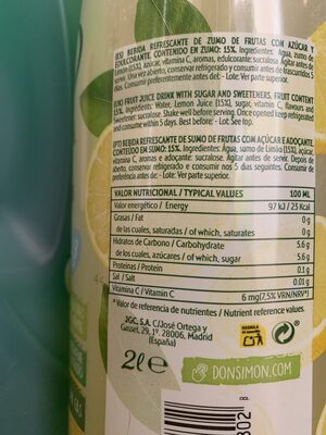 Limonada natural light - Nutrition facts - es