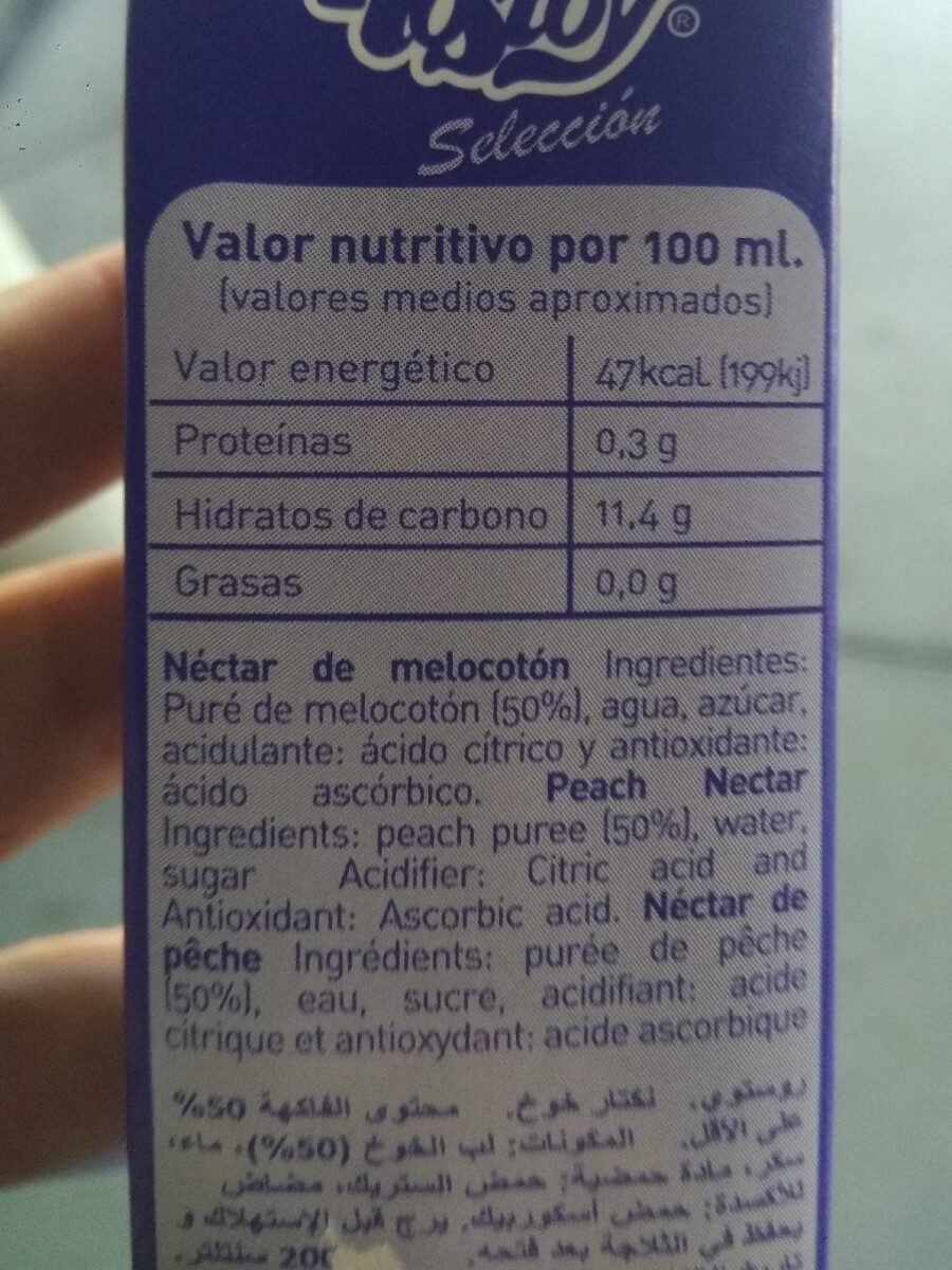 Nectar de Melocotón - Informació nutricional - es