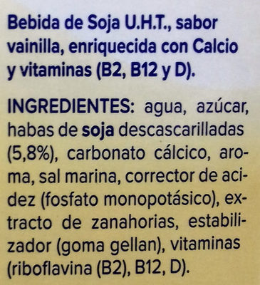 Alpro vainilla - Ingredientes