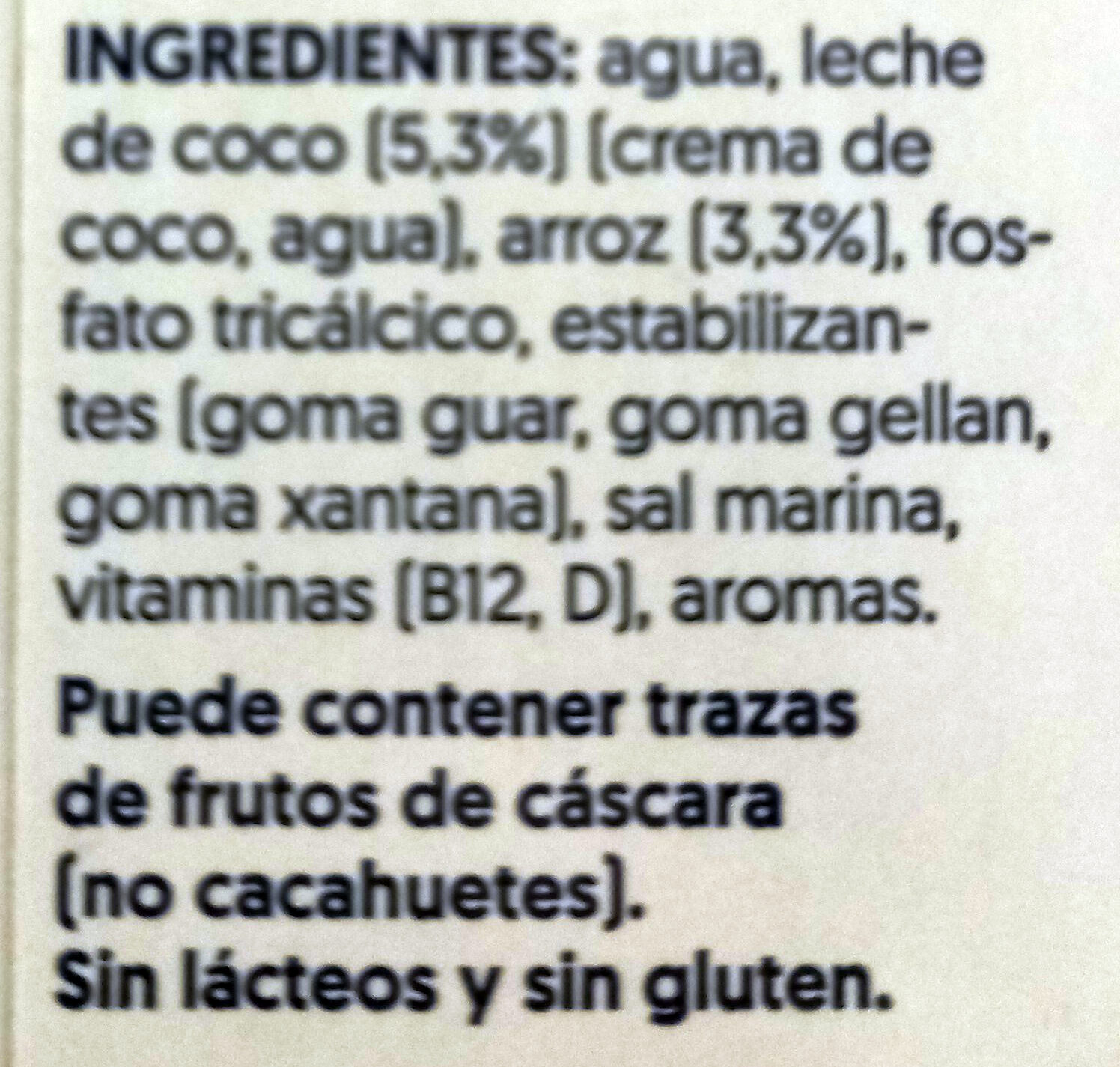 Alpro coco - Ingredients - es