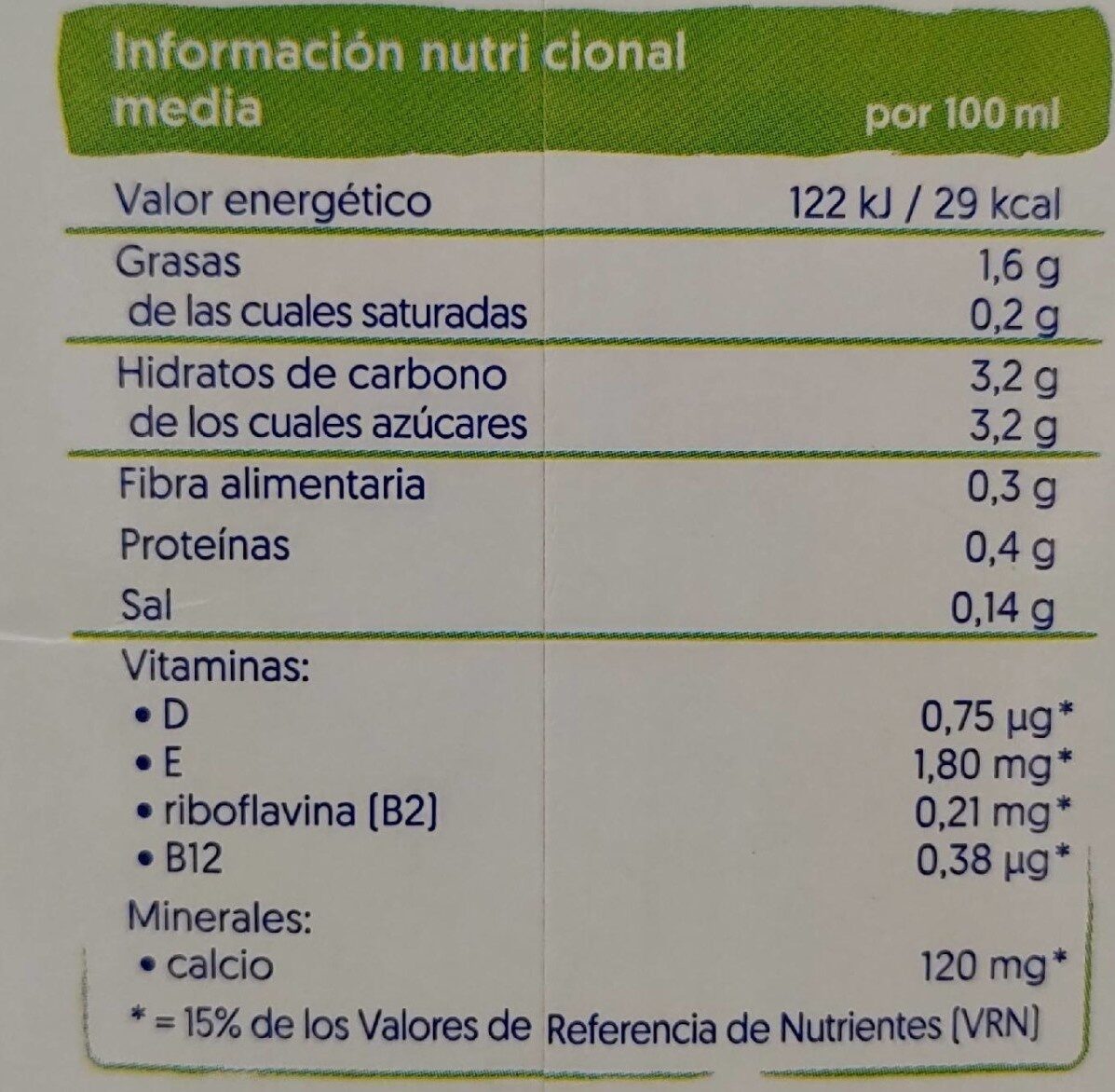 Alpro avellanas - Nutrition facts - es