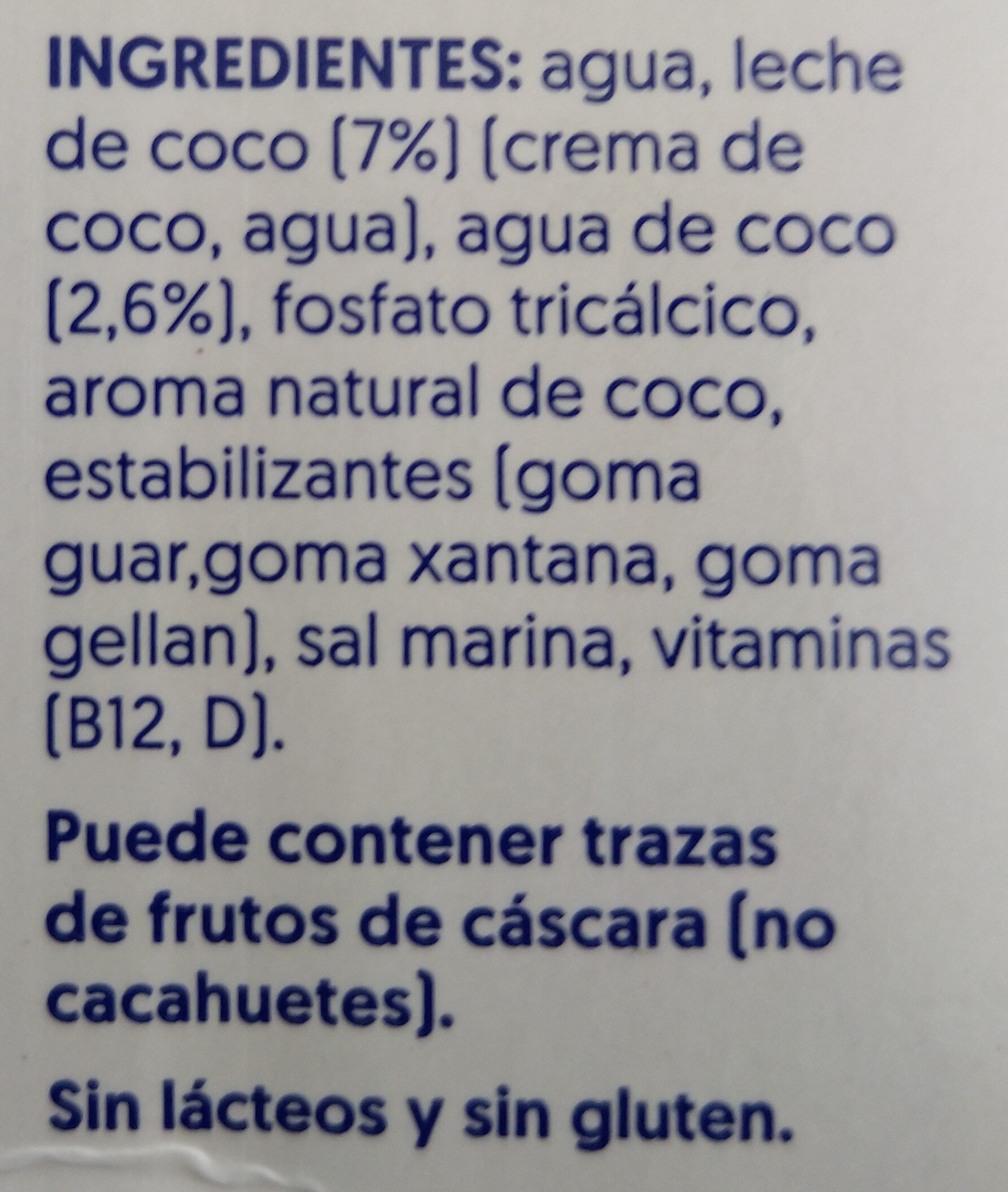 Leche de coco sin azúcar - Ingredients - es