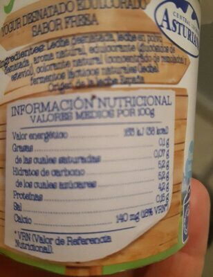 Yogur desnatado - Información nutricional