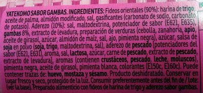 Fideos orientales instantáneos sabor gamba - Ingredients - es