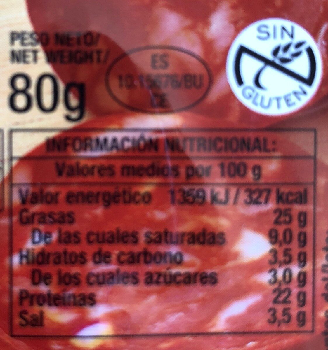 Chorizo tradición - Nutrition facts - es