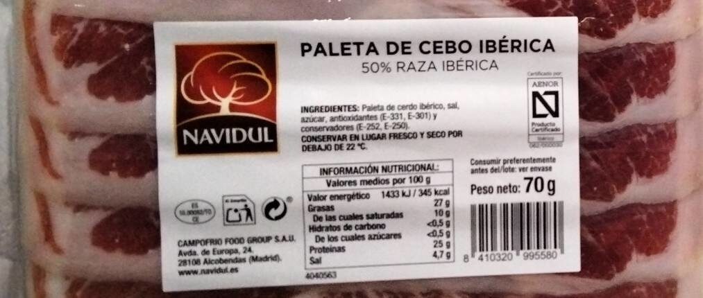 Paleta de Cebo Ibérica 50% raza ibérica - Product - es