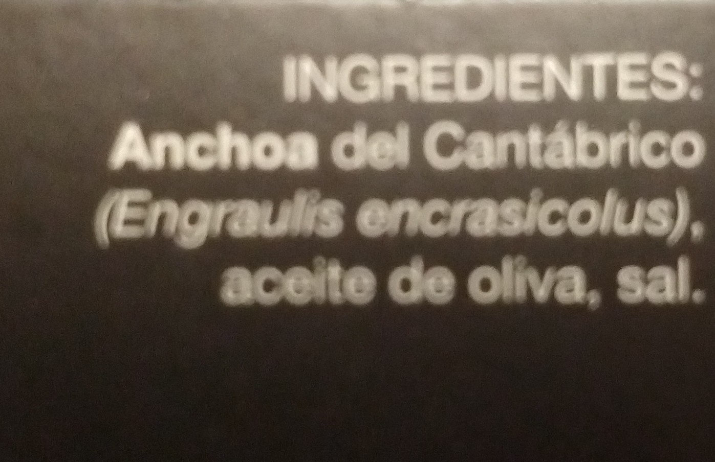 Gourmet filetes de anchoa del cantábrico bajo - Ingredientes