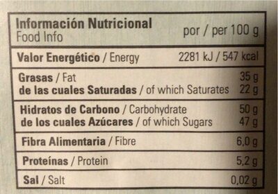 Chips de chocolate - Nutrition facts