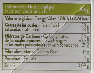 Dark 60% cocoa - Informació nutricional - fi