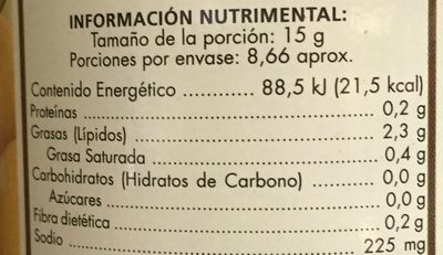 Aceitunas Rellenas de Anchoa - Información nutricional
