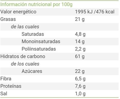 Galletas digestive avena choco - Tableau nutritionnel - es