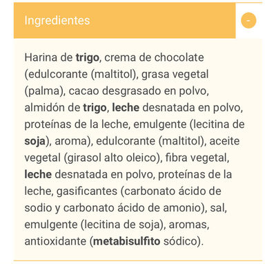 Diet nature sandwich de chocolate sin Azúcares Gullón - Ingredientes