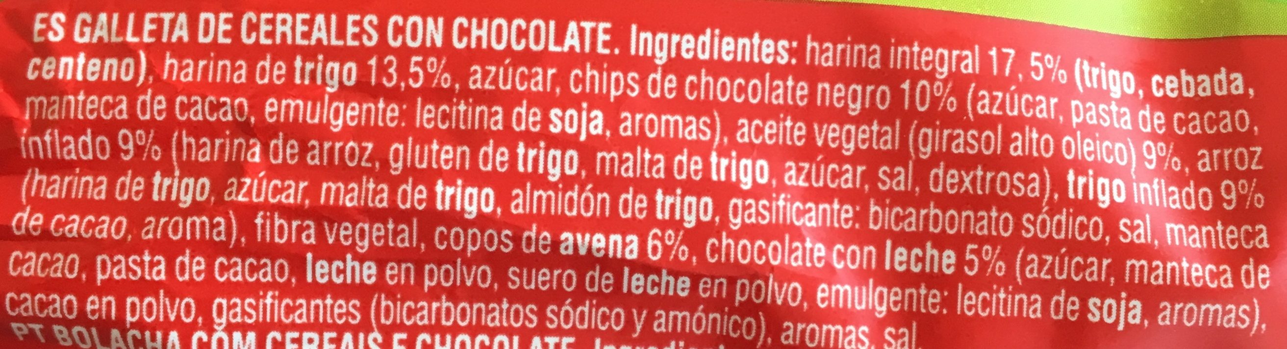 Vitalday Crocant Chocolate integral con copos de avena - Ingredientes