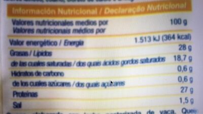 Queso rallado emmental - Nutrition facts - es