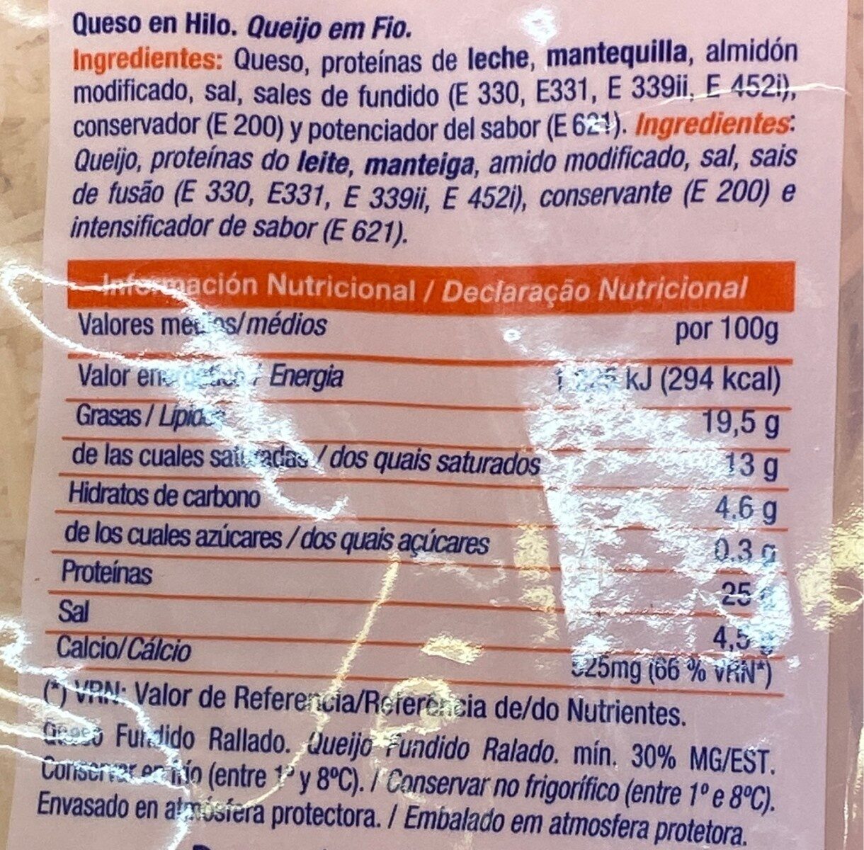 Queso en hilo - Nutrition facts - es