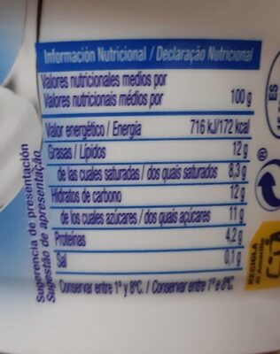 Postre de queso - Nutrition facts - es