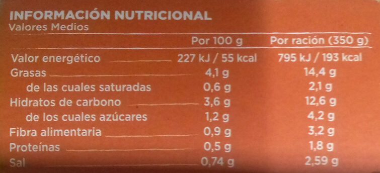 Crema ecologica de calabaza - Nutrition facts - es