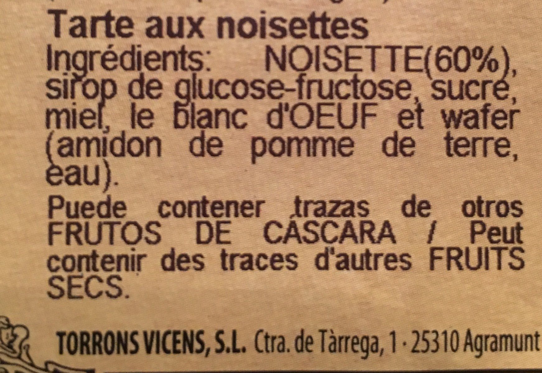 Túrron aux noisettes - Ingredients - fr
