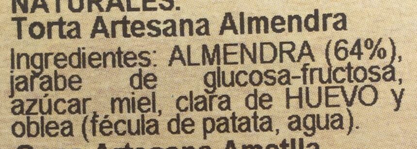 Torta Almendra Artesana Vicens 200 GR - Ingredients - es