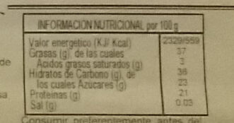Turrón Blando de Almendra - Informació nutricional - es