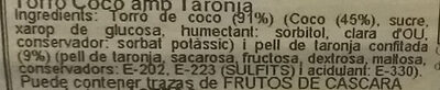 Turrón Coco con Naranja - Ingredients