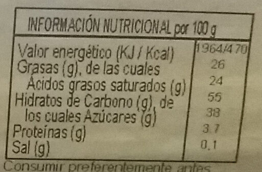 Turrón Coco con Naranja - Informació nutricional - es