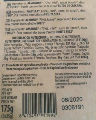 Torrons Vicens sport - Nutrition facts - es