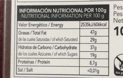 Colombia cacao 80% - Información nutricional