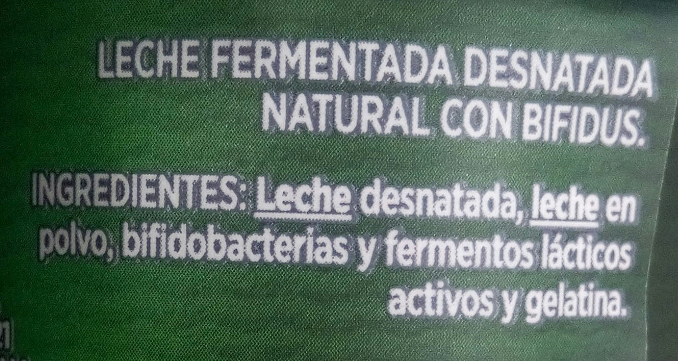 Activia bífidus natural desnatado 0% - Ingredients - es