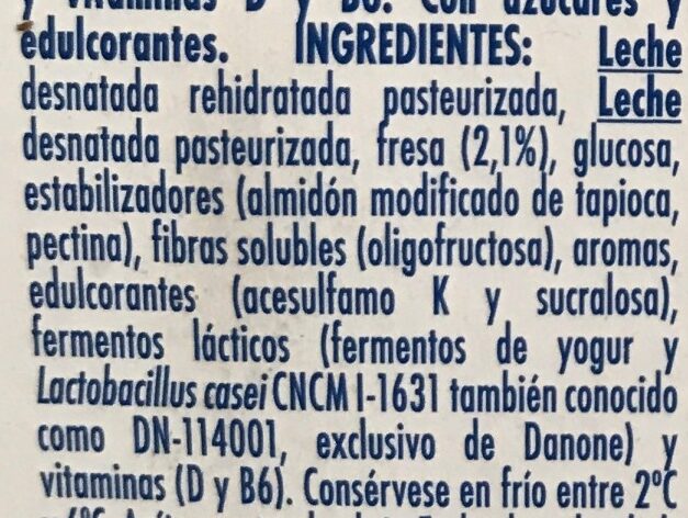 Actimel Fresa 0% - Ingredients - es