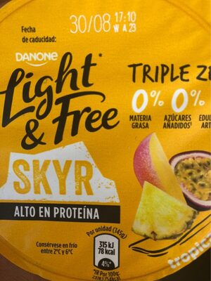 Skyr Light & Free triple zero tropical - Producte - es