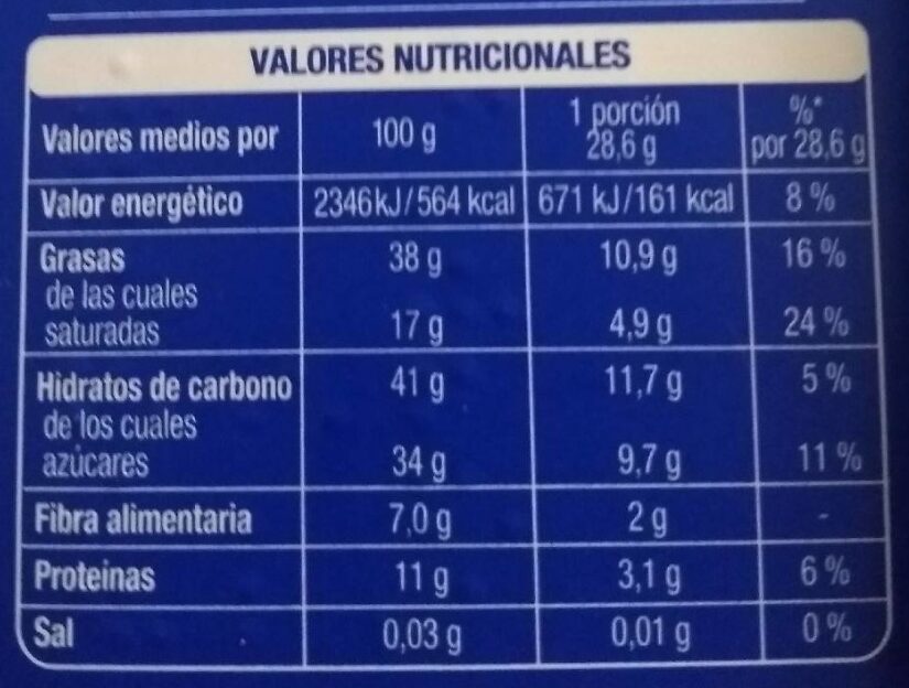 Chocolate negro con almendras enteras 55% cacao - Información nutricional